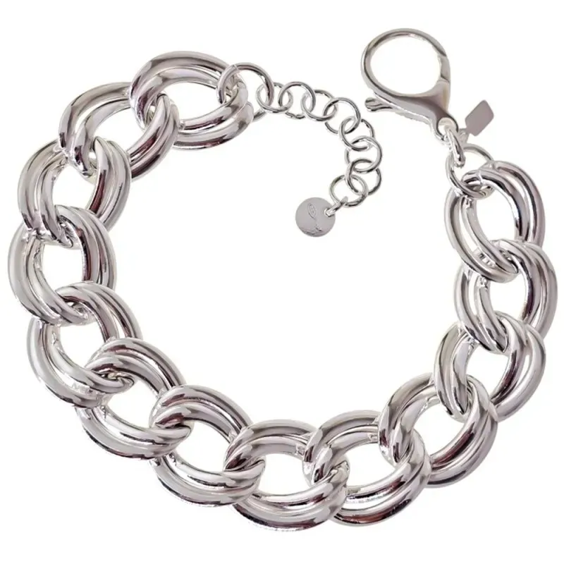 Pulsera en Plata de Ley 925m de 19 cm. con eslabones grandes dobles h
