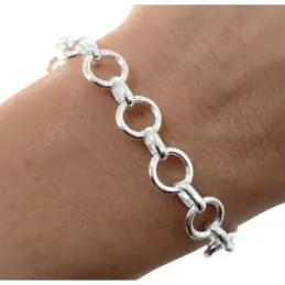 Pulsera en Plata de Ley 925m de 19 cm. con eslabones huecos redondos