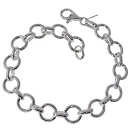 Pulsera en Plata de Ley 925m de 19 cm. con eslabones huecos redondos