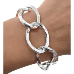 Pulsera Plata de Ley 925m de 19 cm. con eslabones grandes huecos de 2