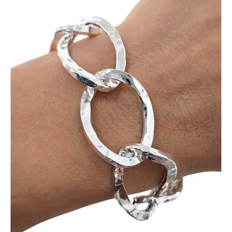 Pulsera Plata de Ley 925m de 19 cm. con eslabones grandes huecos de 2