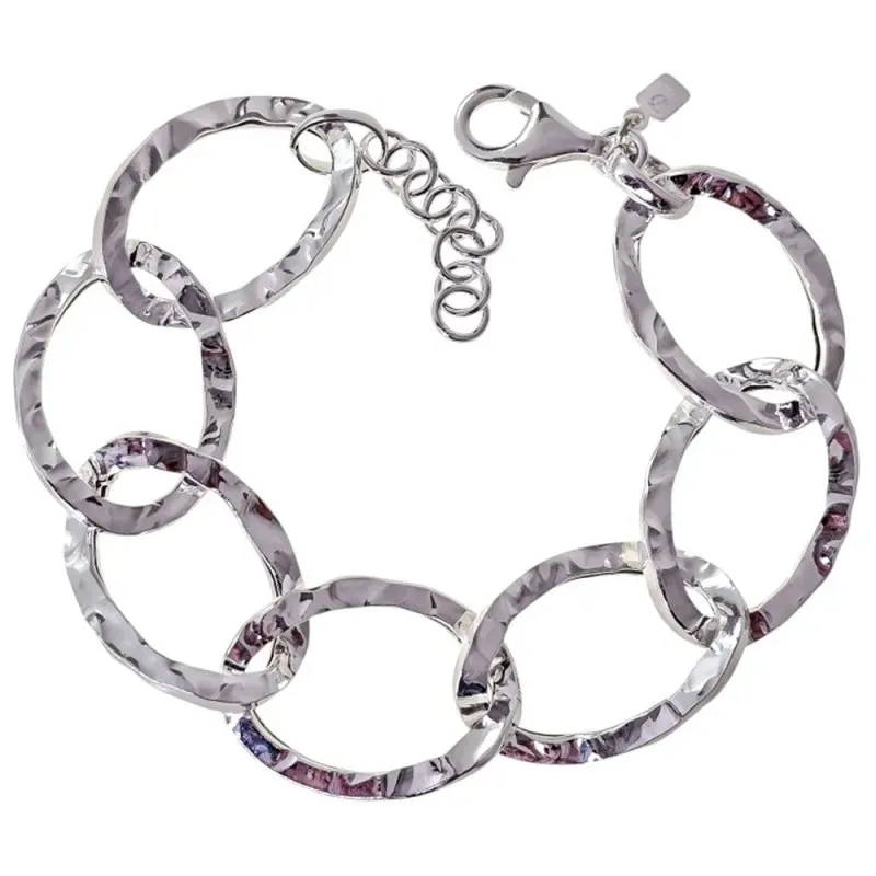 Pulsera Plata de Ley 925m de 19 cm. con eslabones grandes huecos de 2