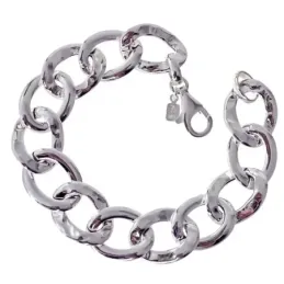 Pulsera en Plata de Ley 925m de 19.5 cm. barbada hueca de 19 x 15 mm.