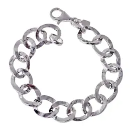 Pulsera Eslabones Grandes en Plata de Ley 925m de 19 cm. asas huecas