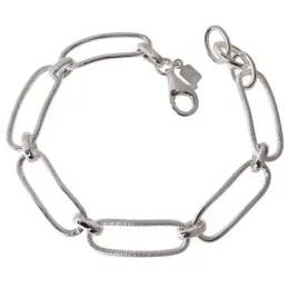 Pulsera en Plata de Ley 925m de 19 cm. eslabones ovalados huecos de 2