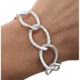 Pulsera de Eslabones Grandes en Plata de Ley 925m 18.5 cm. eslabones