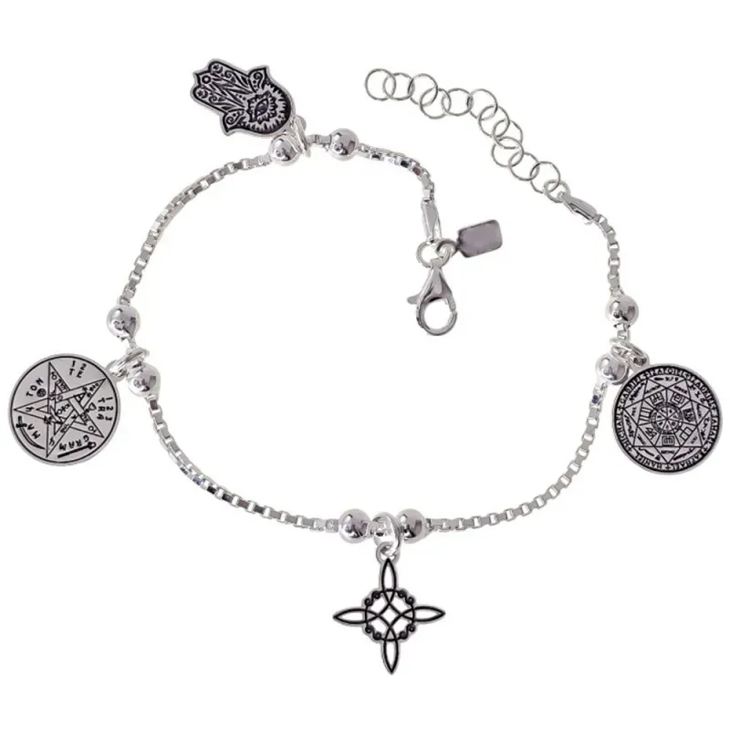 Pulsera de Protección en Plata de Ley 925m de 17.5 cm. Tetragramatón