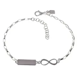 Pulsera Plata de Ley 925m con 17 cm. símbolo infinito 15 mm. chapa li