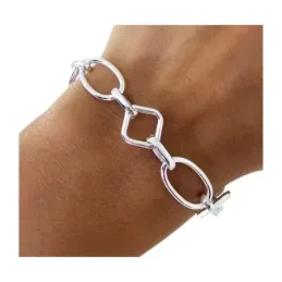 Pulsera en Plata de Ley 925m con 19 cm. rombos de 12 mm. con eslabone