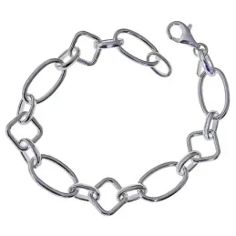 Pulsera en Plata de Ley 925m con 19 cm. rombos de 12 mm. con eslabone