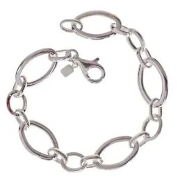 Pulsera Eslabones Grandes Plata de Ley 925m de 20 cm. asas de 21 mm.