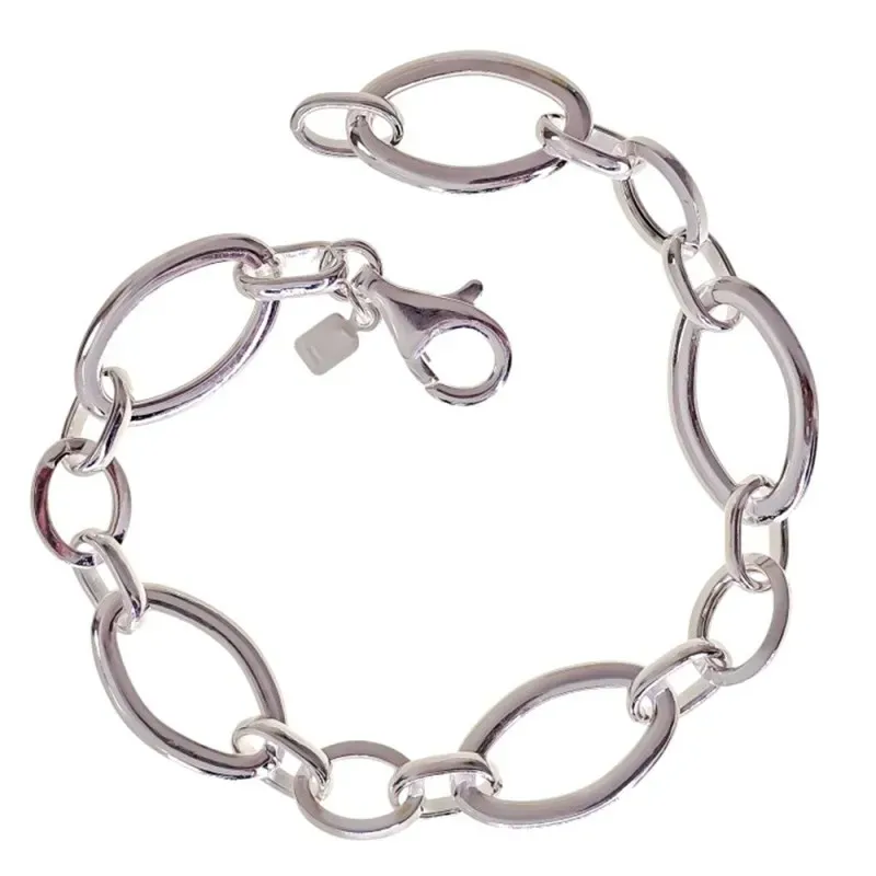 Pulsera Eslabones Grandes Plata de Ley 925m de 20 cm. asas de 21 mm.