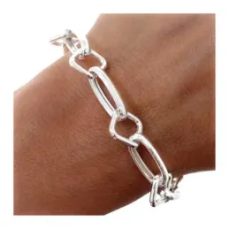 Pulsera en Plata de Ley 925m de 19 cm. con asas huecas cuadradas 10 m