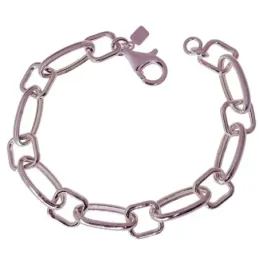 Pulsera en Plata de Ley 925m de 19 cm. con asas huecas cuadradas 10 m