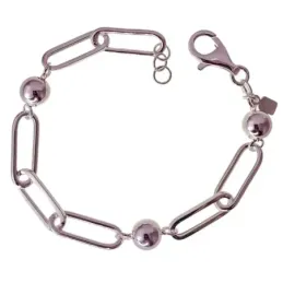 Pulsera en Plata de Ley 925m de 19 cm. con asas huecas ovaladas de 20