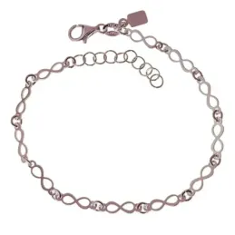 Pulsera en Plata de Ley 925m de 16 cm. con símbolos infinitos de 8 mm