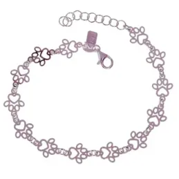 Pulsera con Huellas de Perro en Plata de Ley 925m de 17 cm. tamaño hu