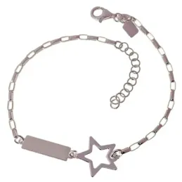 Pulsera Plata Ley 925m 17 cm. Estrella 10 mm. y chapa de 15 x 5 mm..