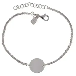 Pulsera en Plata Ley 925m de 17 cm. con disco de 11 mm. cadena cola d