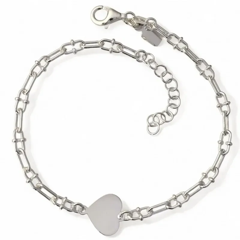 Pulsera en Plata Ley 925m de 17 cm. cadena forzada hueca de 4 mm. det
