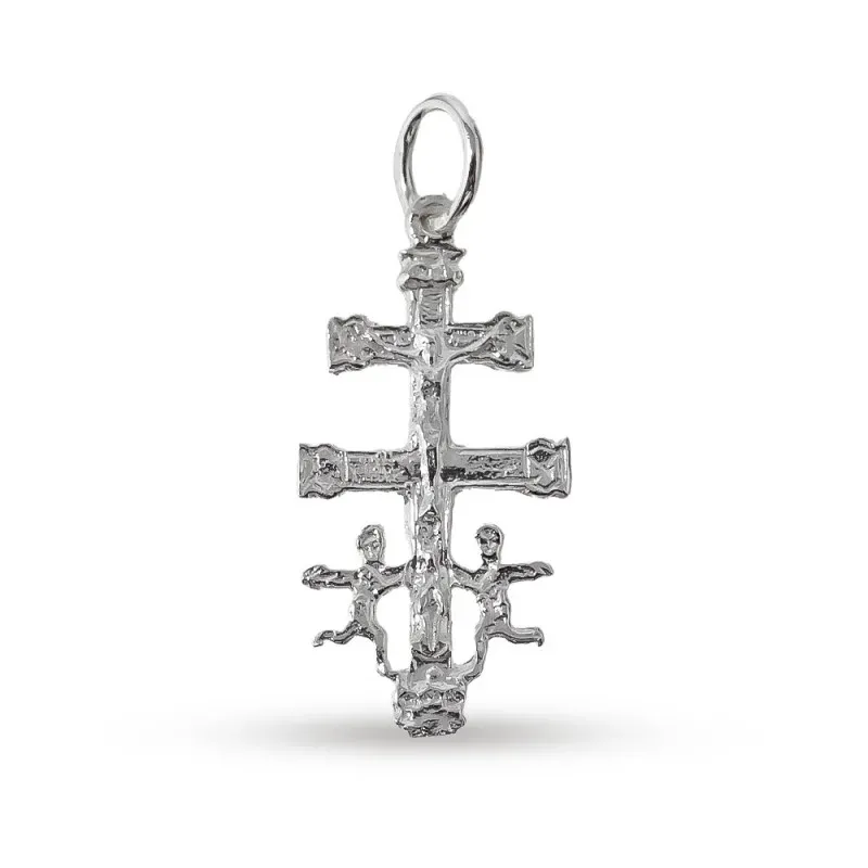 Cruz plata Ley 925m 27mm. Caravaca Virgen detrás [AC0050]