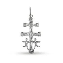 Cruz plata Ley 925m 27mm. Caravaca Virgen detrás [AC0050]