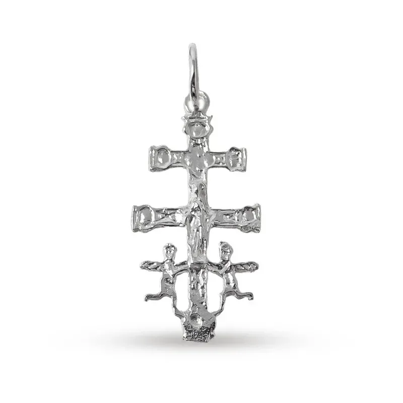 Cruz plata Ley 925m 27mm. Caravaca Virgen detrás [AC0050]