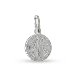 Medalla plata ley 925m San Benito 15mm. doble cara redonda [AB1941]