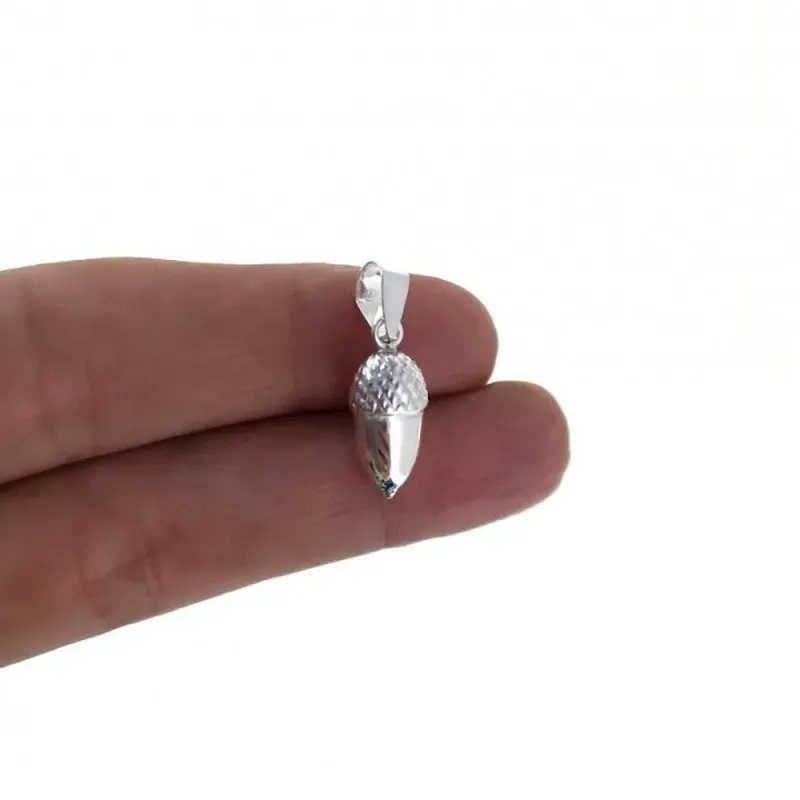 Colgante plata ley 925m 15mm. bellota pequeña troquel [AA7559]
