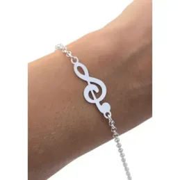 Pulsera plata Ley 925m clave sol cadena rolo [AB1398]