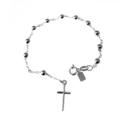 Pulsera plata ley 925m rosario bolas 4mm. [AB0330]