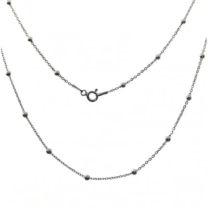 Cadena plata ley 925m lisa 45cm. combinada bolitas 0.25mm. [AB0390]