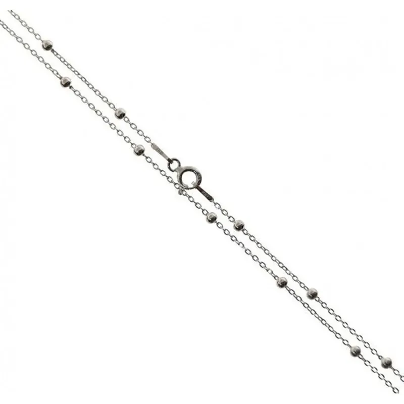 Cadena plata ley 925m lisa 45cm. combinada bolitas 0.25mm. [AB0390]