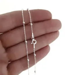 Cadena plata ley 925m lisa 45cm. combinada bolitas 0.25mm. [AB0390]
