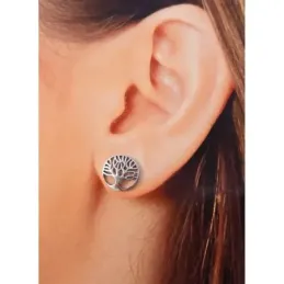 Pendientes plata Ley 925m árbol vida [AB1372]