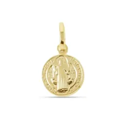 San Benito Medalla Plata Ley 925m chapada oro 10 mm. doble cara