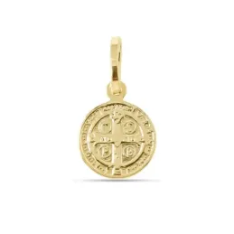 San Benito Medalla Plata Ley 925m chapada oro 10 mm. doble cara