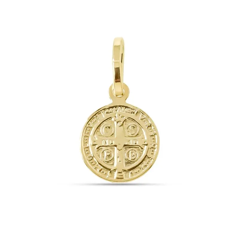 San Benito Medalla Plata Ley 925m chapada oro 10 mm. doble cara