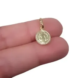 San Benito Medalla Plata Ley 925m chapada oro 10 mm. doble cara
