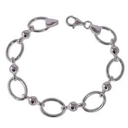 Pulsera en Plata de Ley 925m con 19 cm. asas grandes huecas y bolas l