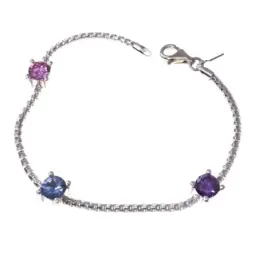 Pulsera en Plata Ley 925m con 18 cm. circonitas piedras color cadena