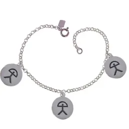Pulsera Indalo en Plata de Ley 925m con 18 cm. amuleto discos lisos