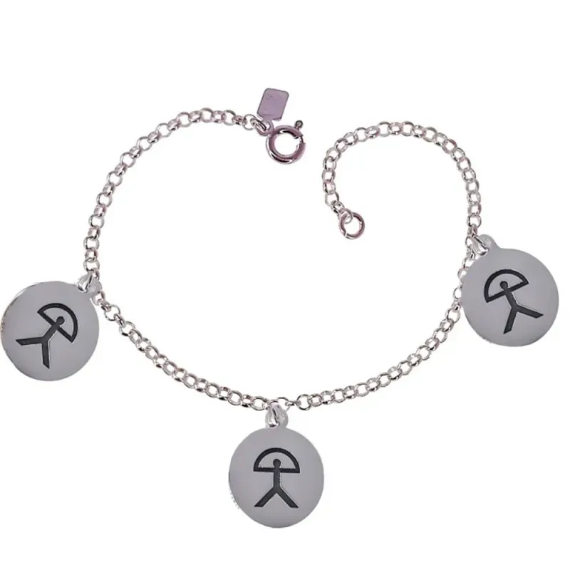 Pulsera Indalo en Plata de Ley 925m con 18 cm. amuleto discos lisos