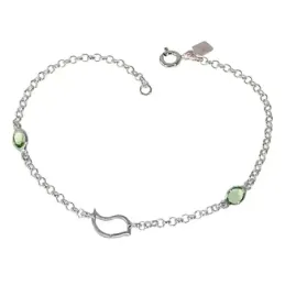 Pulsera Plata Ley 925m de 18.5 cm. cadena rolo pájaro calado piedras
