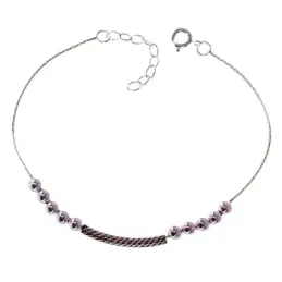 Pulsera en Plata de Ley 925m cadena cardano bolas 4 mm. entrepieza ox