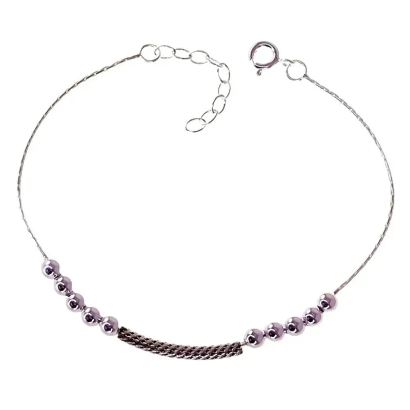 Pulsera en Plata de Ley 925m cadena cardano bolas 4 mm. entrepieza ox