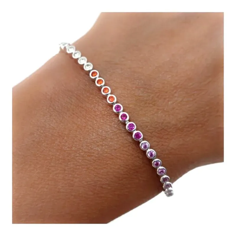 Pulsera en Plata de Ley 925m con 19 cm. circonitas colores combinados