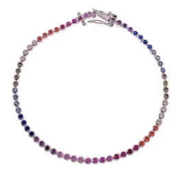 Pulsera en Plata de Ley 925m con 19 cm. circonitas colores combinados