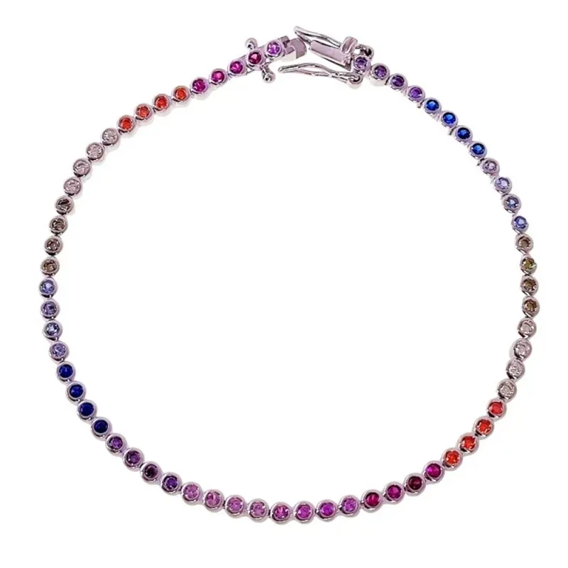 Pulsera en Plata de Ley 925m con 19 cm. circonitas colores combinados