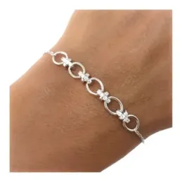 Pulsera en Plata Ley 925m de 16.5 cm. cadena forzada detalle entrepie
